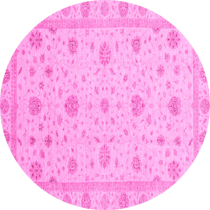 Round Machine Washable Oriental Pink Traditional Rug, wshabs3664pnk