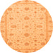 Round Machine Washable Oriental Orange Traditional Area Rugs, wshabs3664org