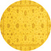 Round Oriental Yellow Traditional Rug, abs3664yw