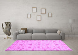 Machine Washable Oriental Purple Traditional Area Rugs in a Living Room, wshabs3664pur