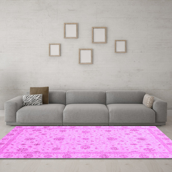 Machine Washable Oriental Purple Traditional Area Rugs in a Living Room, wshabs3664pur
