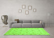 Machine Washable Oriental Green Traditional Area Rugs in a Living Room,, wshabs3664grn