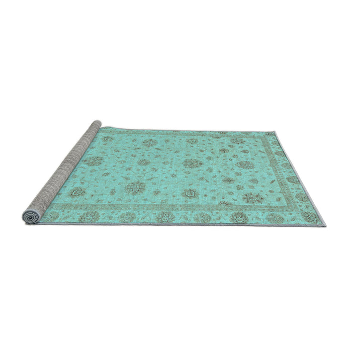 Sideview of Machine Washable Oriental Light Blue Traditional Rug, wshabs3664lblu