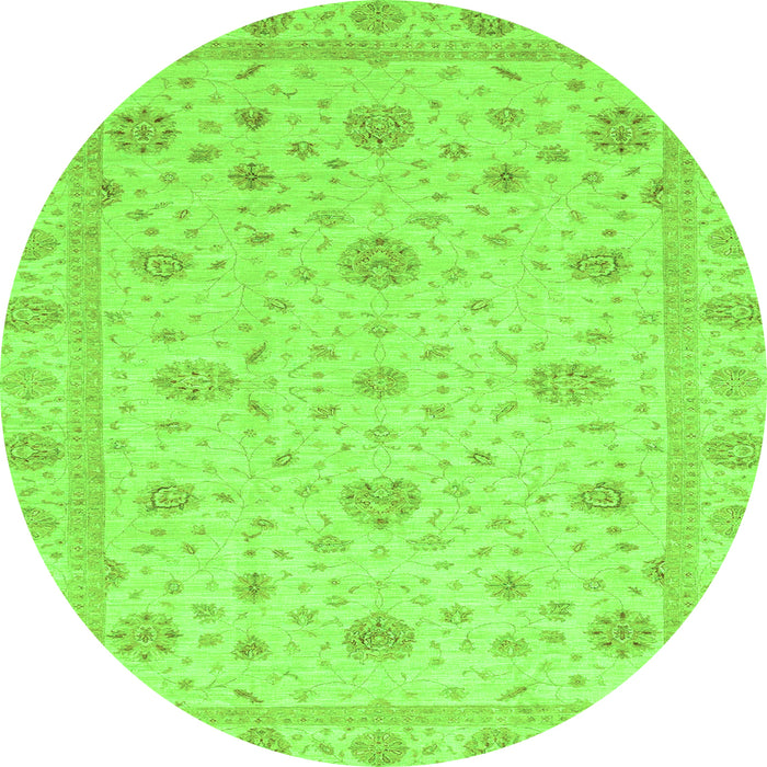 Round Oriental Green Traditional Rug, abs3664grn