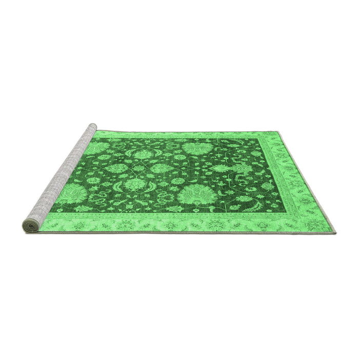 Sideview of Machine Washable Oriental Emerald Green Traditional Area Rugs, wshabs3665emgrn