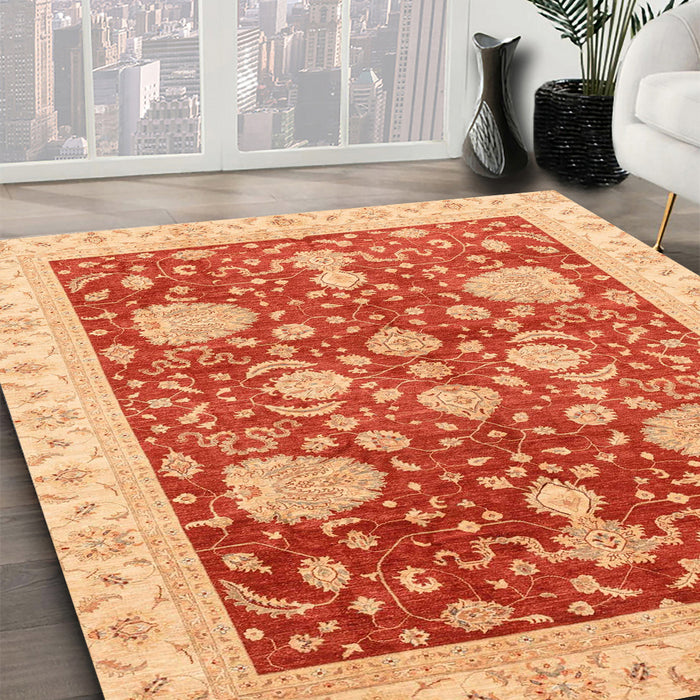 Machine Washable Abstract Scarlet Red Rug in a Family Room, wshabs3665