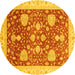 Round Oriental Yellow Traditional Rug, abs3665yw