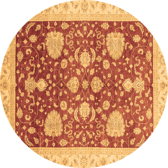 Round Machine Washable Oriental Brown Traditional Rug, wshabs3665brn