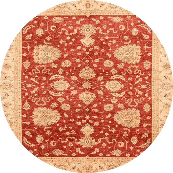 Round Abstract Scarlet Red Oriental Rug, abs3665