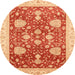 Round Abstract Scarlet Red Oriental Rug, abs3665