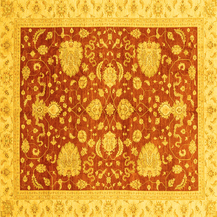 Square Machine Washable Oriental Yellow Traditional Rug, wshabs3665yw