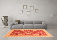 Machine Washable Oriental Orange Traditional Rug, wshabs3665org