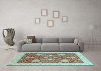 Machine Washable Oriental Light Blue Traditional Rug, wshabs3665lblu