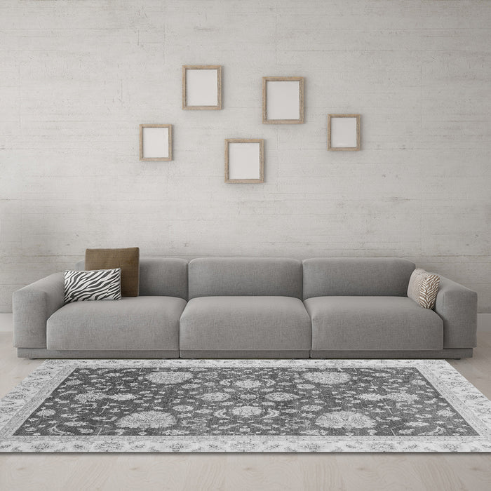 Machine Washable Oriental Gray Traditional Rug in a Living Room,, wshabs3665gry
