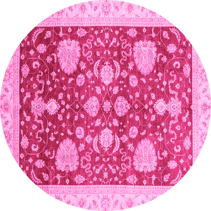 Round Oriental Pink Traditional Rug, abs3665pnk
