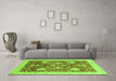 Machine Washable Oriental Green Traditional Area Rugs in a Living Room,, wshabs3665grn