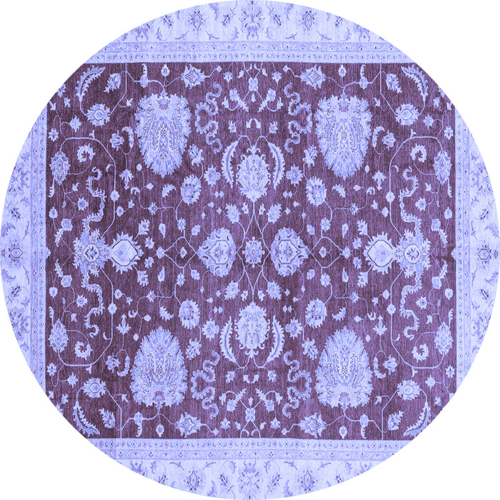 Round Machine Washable Oriental Blue Traditional Rug, wshabs3665blu