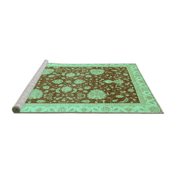 Sideview of Machine Washable Oriental Turquoise Traditional Area Rugs, wshabs3665turq