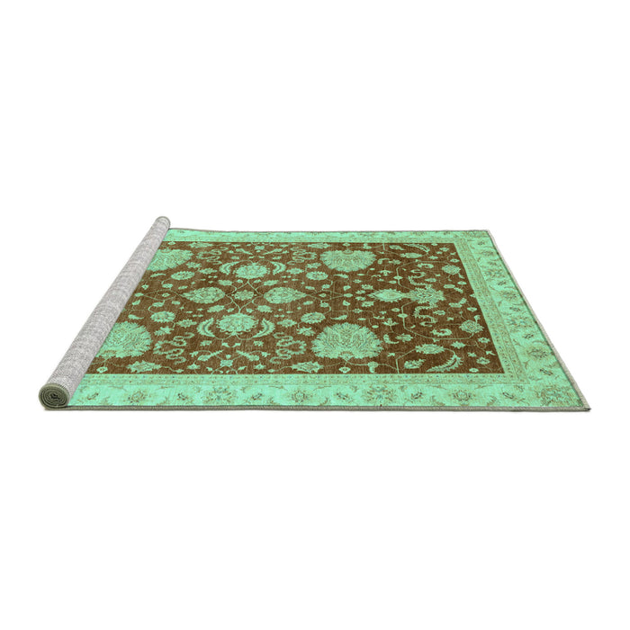 Sideview of Machine Washable Oriental Turquoise Traditional Area Rugs, wshabs3665turq