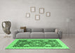 Machine Washable Oriental Emerald Green Traditional Area Rugs in a Living Room,, wshabs3665emgrn