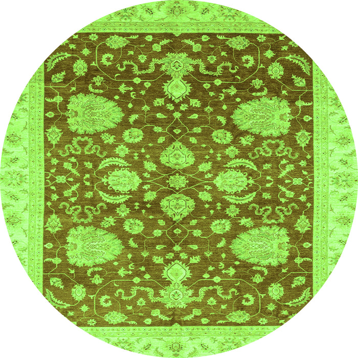Round Oriental Green Traditional Rug, abs3665grn