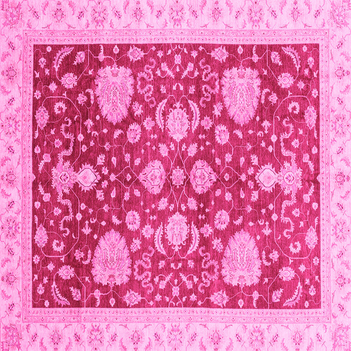 Square Machine Washable Oriental Pink Traditional Rug, wshabs3665pnk