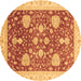 Round Oriental Brown Traditional Rug, abs3665brn