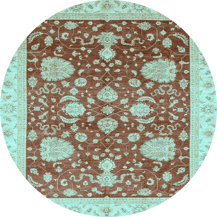 Round Oriental Light Blue Traditional Rug, abs3665lblu