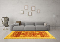 Machine Washable Oriental Yellow Traditional Rug, wshabs3665yw