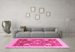 Machine Washable Oriental Pink Traditional Rug in a Living Room, wshabs3665pnk