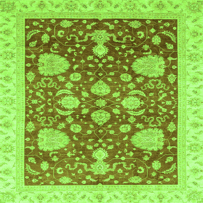 Square Machine Washable Oriental Green Traditional Area Rugs, wshabs3665grn