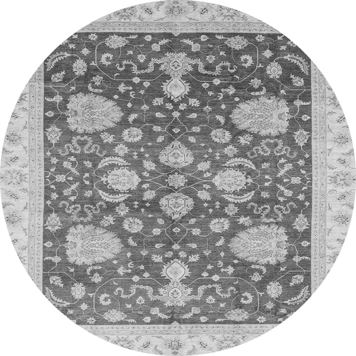Round Oriental Gray Traditional Rug, abs3665gry