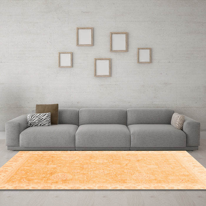 Machine Washable Oriental Orange Traditional Area Rugs in a Living Room, wshabs3666org
