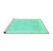 Sideview of Machine Washable Oriental Turquoise Traditional Area Rugs, wshabs3666turq