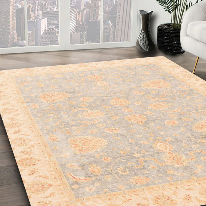 Machine Washable Abstract Deep Peach Orange Rug in a Family Room, wshabs3666