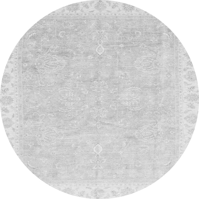 Round Machine Washable Oriental Gray Traditional Rug, wshabs3666gry