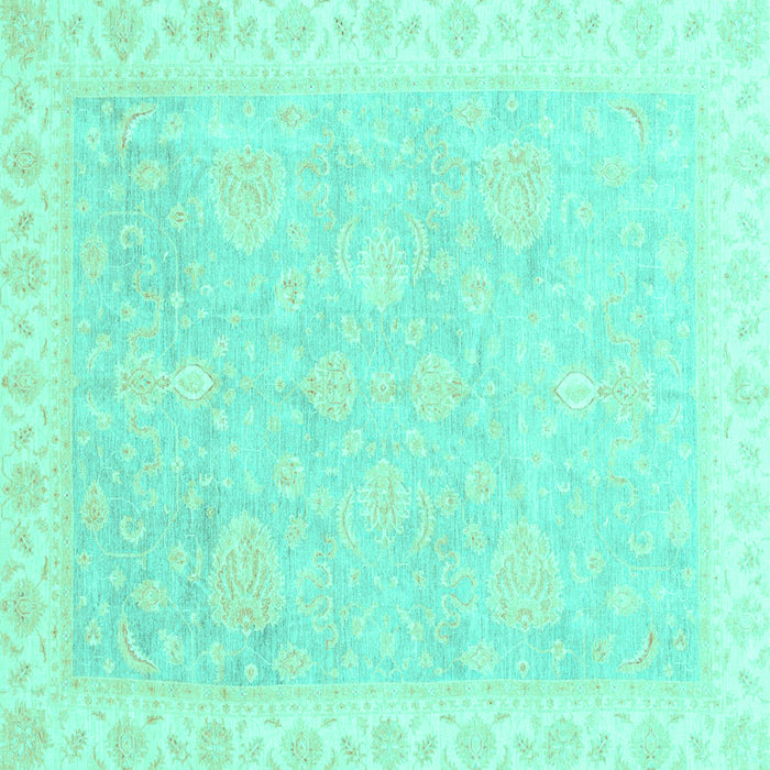 Square Oriental Turquoise Traditional Rug, abs3666turq