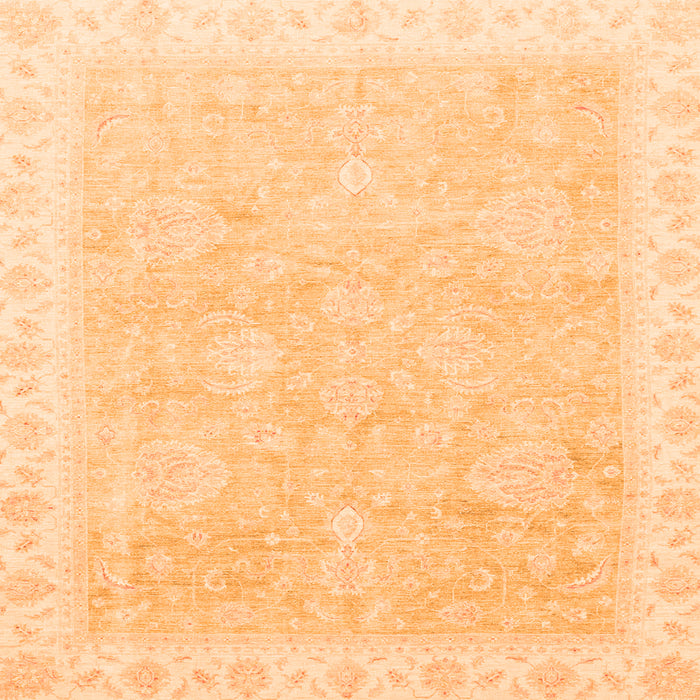 Square Machine Washable Oriental Orange Traditional Area Rugs, wshabs3666org