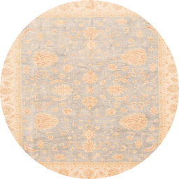 Round Abstract Deep Peach Orange Oriental Rug, abs3666