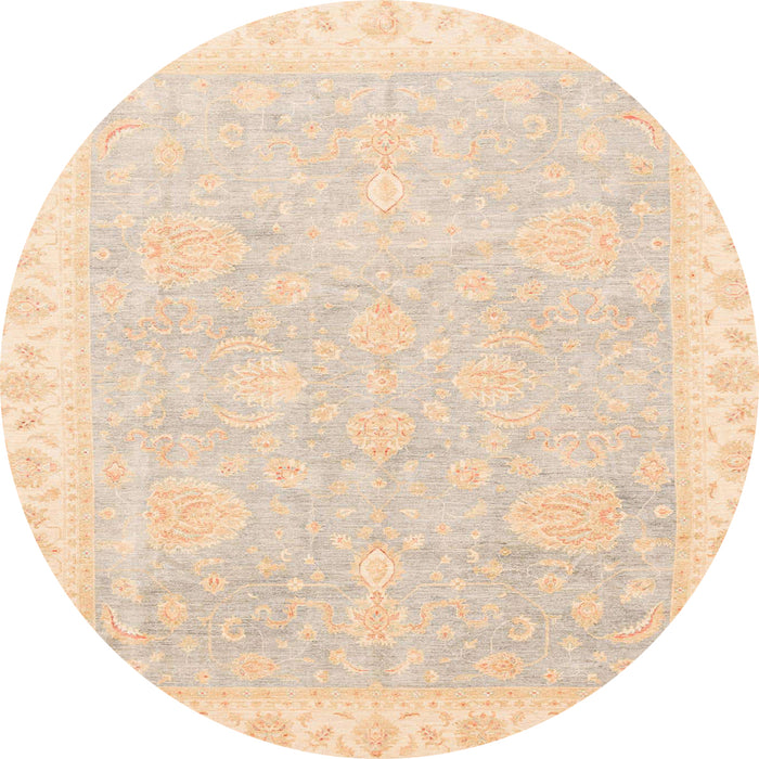 Round Abstract Deep Peach Orange Oriental Rug, abs3666