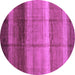 Round Machine Washable Abstract Purple Modern Area Rugs, wshabs3667pur