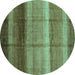 Round Abstract Turquoise Modern Rug, abs3667turq