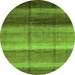 Round Machine Washable Abstract Green Modern Area Rugs, wshabs3667grn