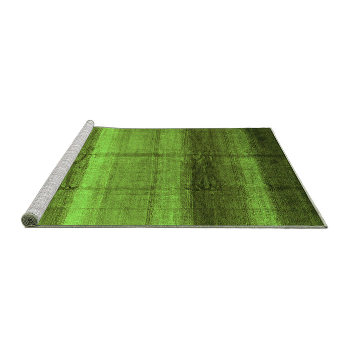 Sideview of Machine Washable Abstract Green Modern Area Rugs, wshabs3667grn