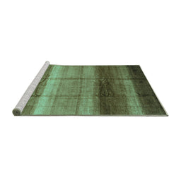 Sideview of Machine Washable Abstract Turquoise Modern Area Rugs, wshabs3667turq