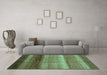 Machine Washable Abstract Turquoise Modern Area Rugs in a Living Room,, wshabs3667turq