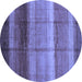 Round Abstract Blue Modern Rug, abs3667blu