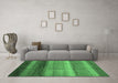 Machine Washable Abstract Emerald Green Modern Area Rugs in a Living Room,, wshabs3667emgrn