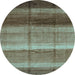 Round Abstract Light Blue Modern Rug, abs3667lblu