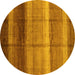 Round Abstract Yellow Modern Rug, abs3667yw